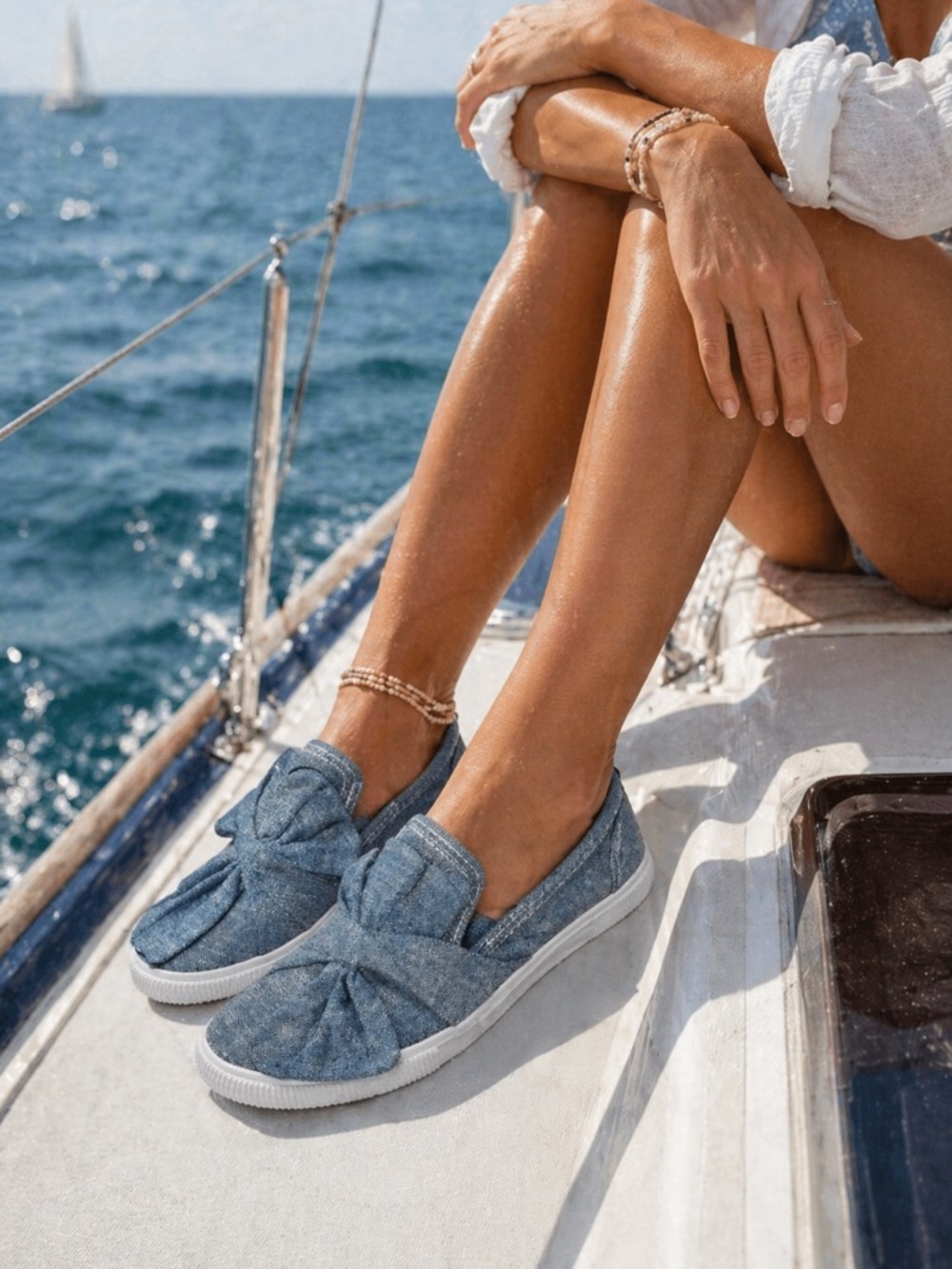 Nautica Conaway Knot Chambray Slip-On Sneakers | Coastal Cottagecore Flats